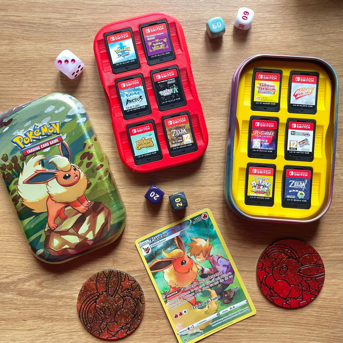 Inserti Videogiochi Pokémon Mini Tin | Organizer cartucce Nintendo Switch / 3DS / DS