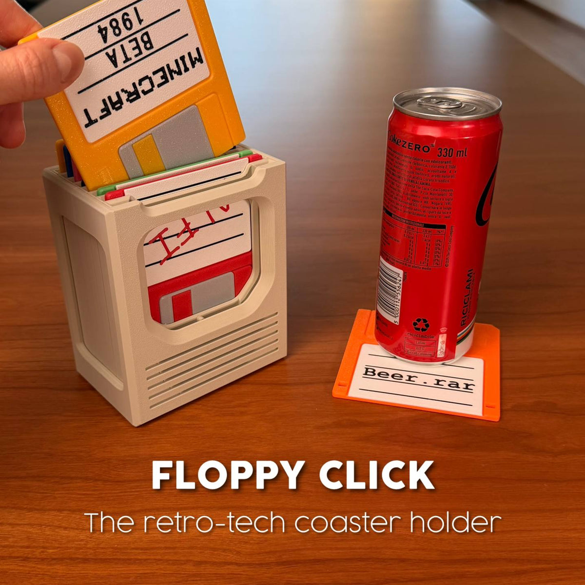 Floppy Click | Porta Sottobicchieri Retro-Tech